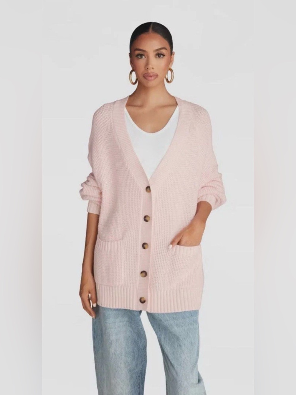 KBB by Kahlana *The Letterman Cardigan* Pink Oversized V neck Cardigan XXL